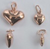 Vermeil Sterling Silver Rose Gold Plated Charm Pendant Earring Puffed Heart x 1